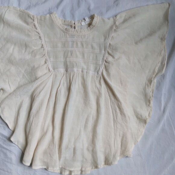 June & Hudson Ivory Blouse Boho Fairy Peasant Flutter Sleeve Women's Size S - Picture 3 of 10